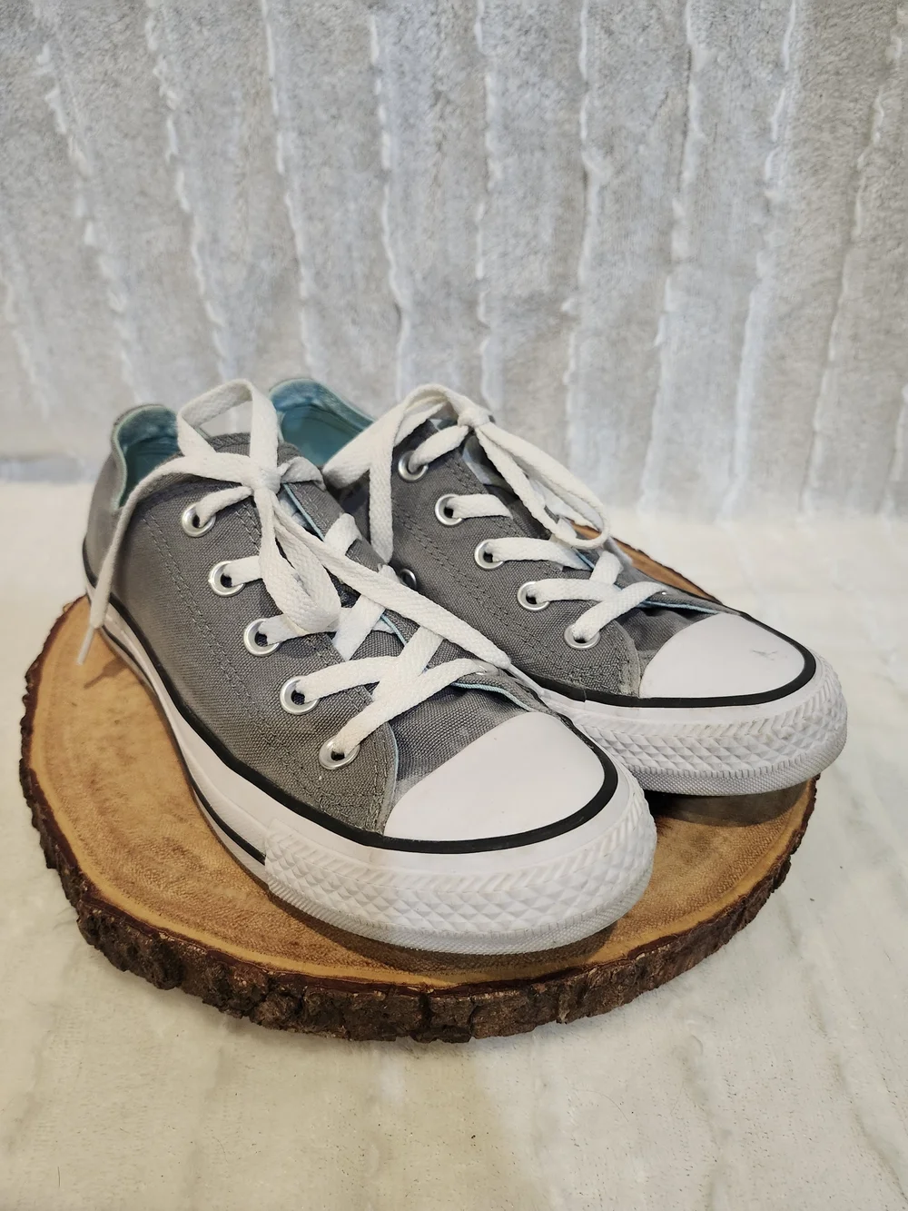 Converse Kids Gray Canvas Low-Top Sneakers with White Accents